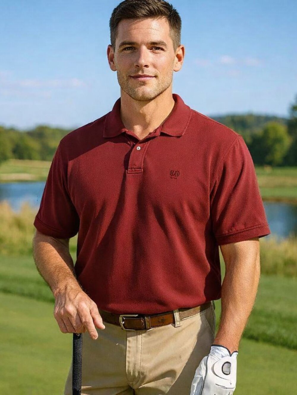 IZOD Silk Wash Burgundy Thick Knit Short Sleeve Resort Y2K Golf Polo Shirt Men L